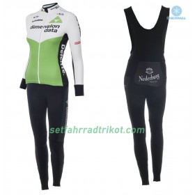 Radbekleidung Radtrikot Langarm + Lang Trägerhose 2018 Dimension Data Damen Winter Thermal Fleece N001